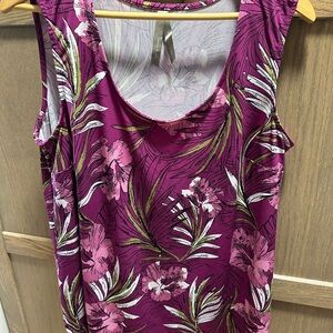 Floral Sleeveless Top - Pink and Green